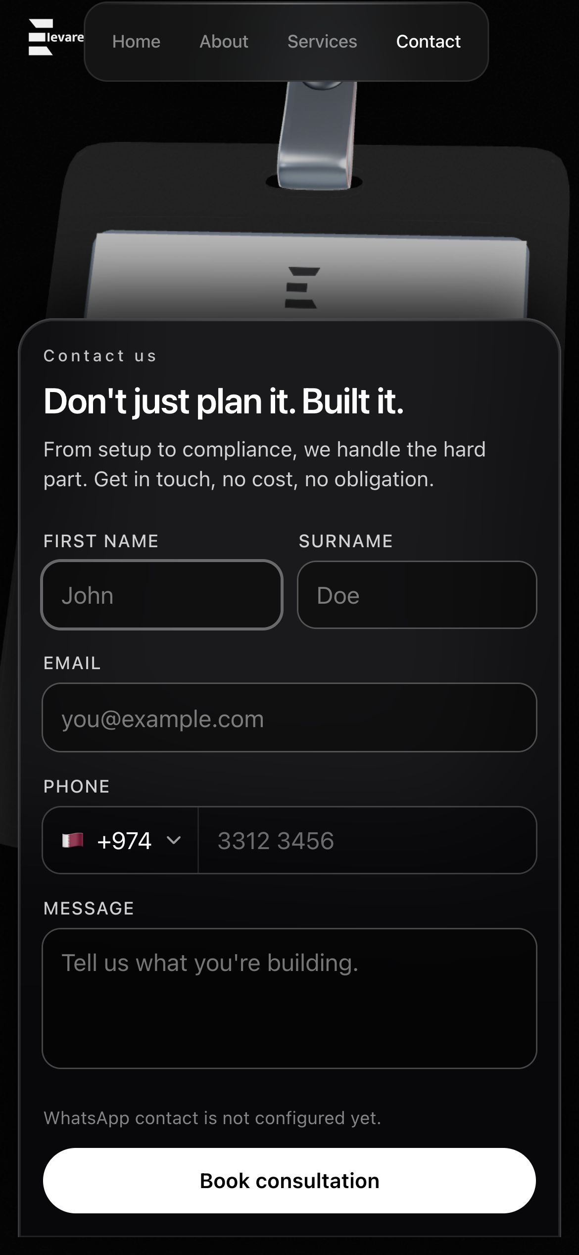 Mobile contact form